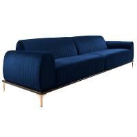 Sofá 3 Lugares Sala Base de Madeira euro 210 Cm Azul Marinho - 1