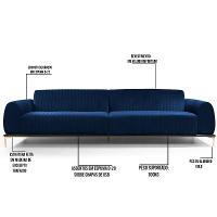 Sofá 3 Lugares Sala Base de Madeira euro 210 Cm Azul Marinho - 5