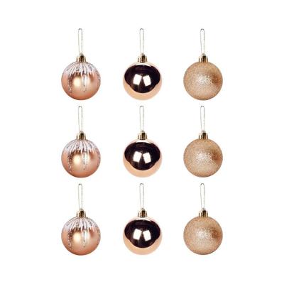 Enfeite de Natal Kit 9 Bolinhas 5CM Dourado com Acabamento Reluzente