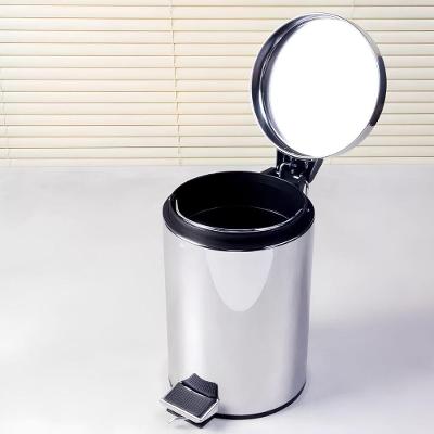 Lixeira Redonda com Pedal 20L Aço Inox Cesto Interno Removível Prata Mood