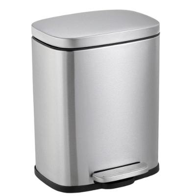 Lixeira Retangular com Pedal 12L Aço Inox Abertura por Pressão Prata Mood