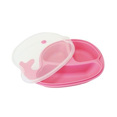 Prato Infantil Baleia com Divisórias Prático Resistente Rosa Clingo