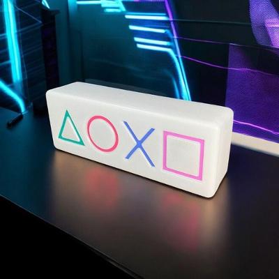 Luminária Playstation Controls com Design Temático Retangular para Setup Gamer Branca Bivolt