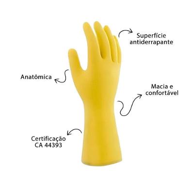 Kit Luvas de Proteção Nobre Silver Hipoalergênica Amarela Tamanho m 3 Pares