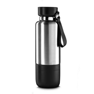 Garrafa Térmica em Aço Inoxidável Parede Dupla 500ML com Copo e Porta Objetos Preta