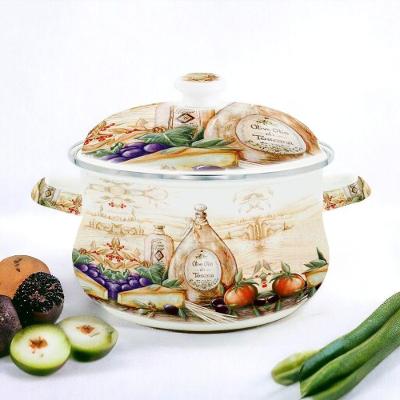 Caçarola Vintage Esmaltada Ferro Fundido 3,6L para Indução com Tampa de Vidro Temperado
