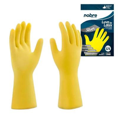 Luvas de Proteção Nobre Silver Amarela g Hipoalergênica Borracha Natural Látex Nobre