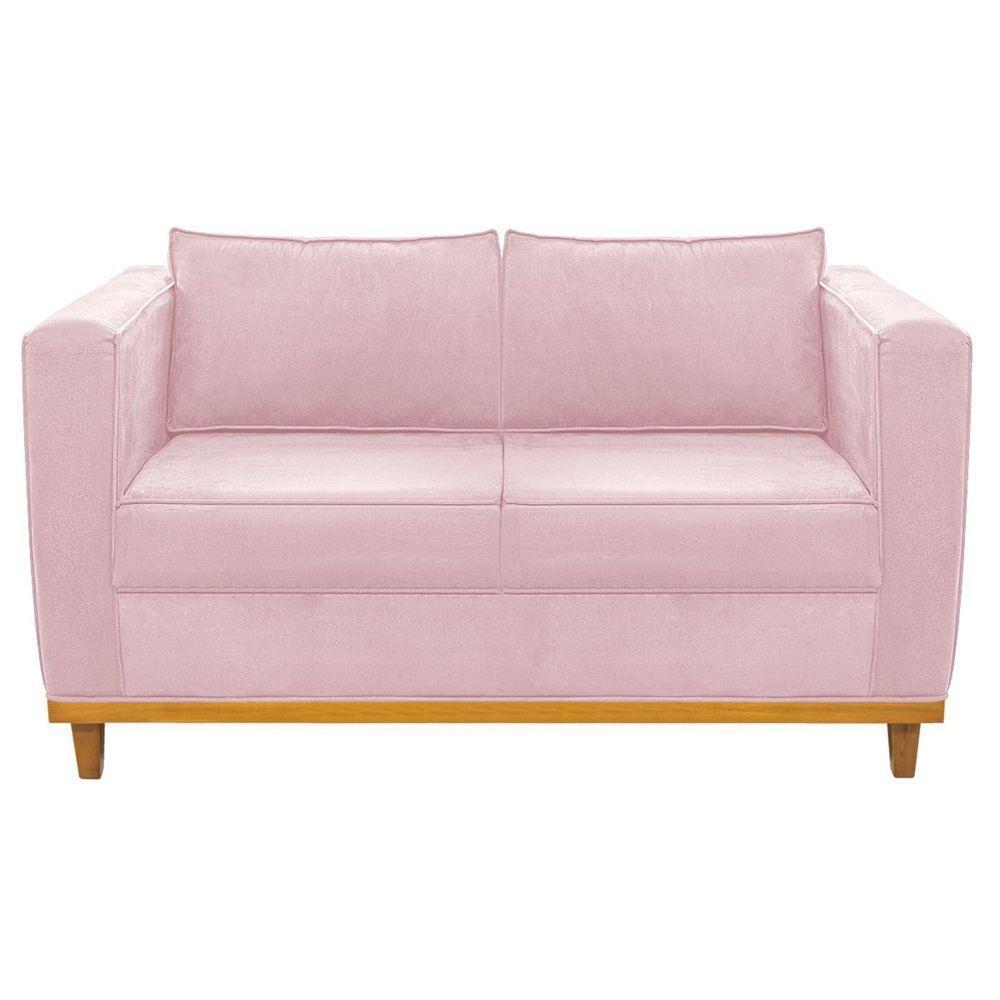 Sofá 2 Lugares Europa Suede Rosa Bebê - 5