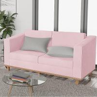 Sofá 2 Lugares Europa Suede Rosa Bebê - 6