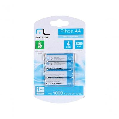 Pilha Recarregável AA 2500MAH com Alta Velocidade 4 Unidades CB052 Multilaser