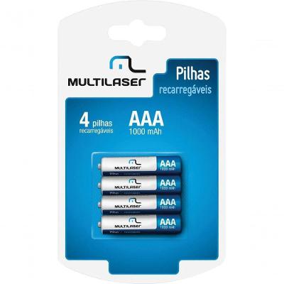 Pilha Recarregável AAA 1000 Mah com 4 Unidades CB050 Alta Capacidade Multi