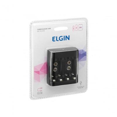 Carregador de Pilhas SCUSB com Carregamento USB Inteligente Preto Elgin 2 Pilhas AA 1500mah