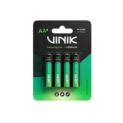 Pilha Recarregavel AA VP2AB4R 2200MAH 1.2V Blister C 4 Unidades Vinik