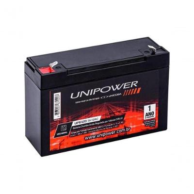 Bateria Estacionária Selada UP6120 6V 12Ah VRLA AGM 5.0CM Unipower