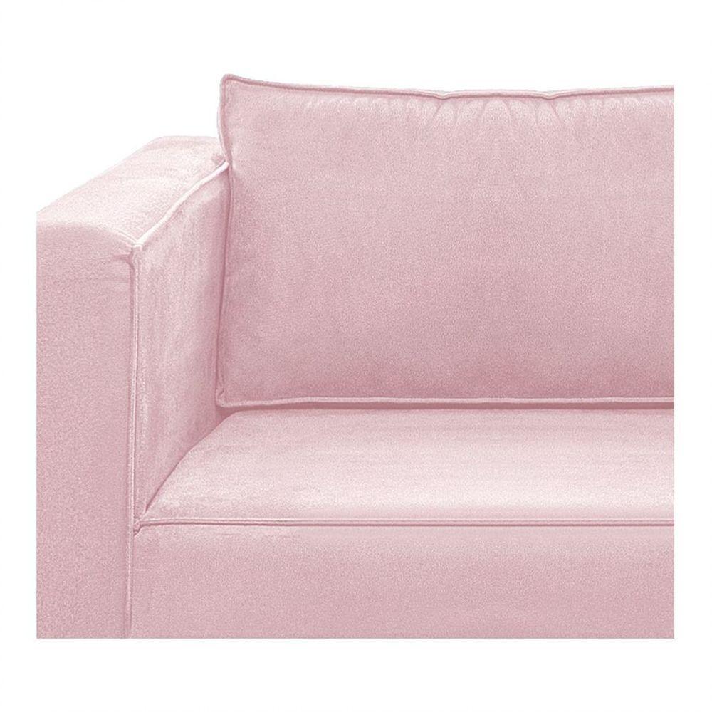 Sofá 2 Lugares Europa Suede Rosa Bebê - 2