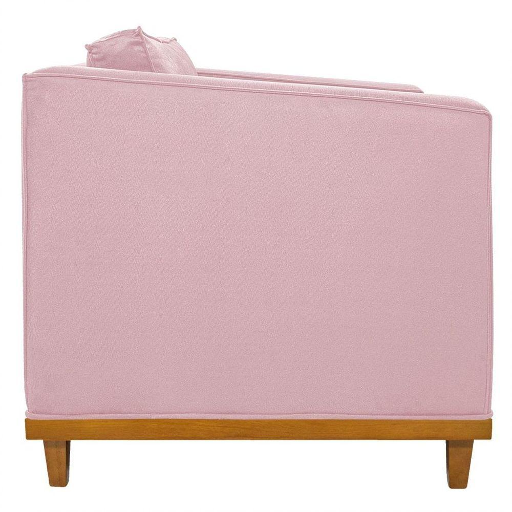 Sofá 2 Lugares Europa Suede Rosa Bebê - 3