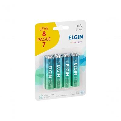 Pilha Alcalina AA Pacote Pague 7 Leve 8 Alta Duracao Branco Elgin 8 Unidades