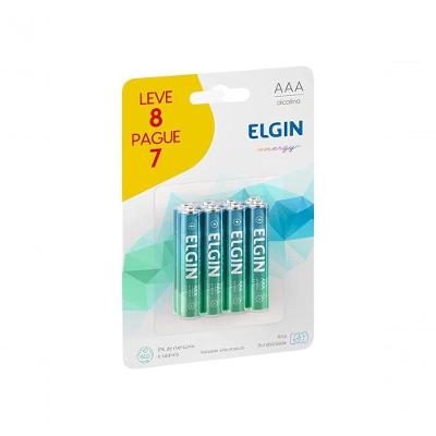 Pilha Alcalina AAA Pacote Pague 7 Leve 8 Uso Duradouro Branco Elgin 8 Unidades