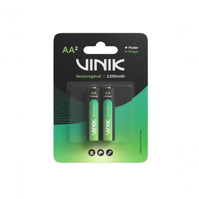 Pilha Recarregável AA VP2AB2R 2200MAH 1.2V Longa Duração para Diversos Dispositivos Vinik 2 Unidades