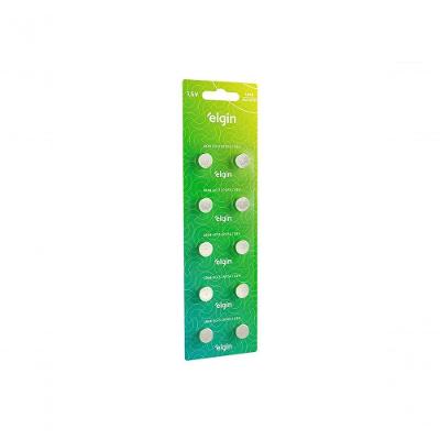 Bateria Alcalina LR44 para Dispositivos Eletronicos Prata 10 Unidades Elgin 1,5V