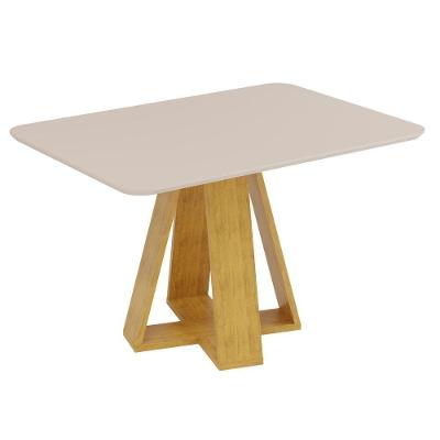 Mesa de Jantar Kiara 4 Lugares com Tampo de Vidro 120CM Off White DJ Móveis