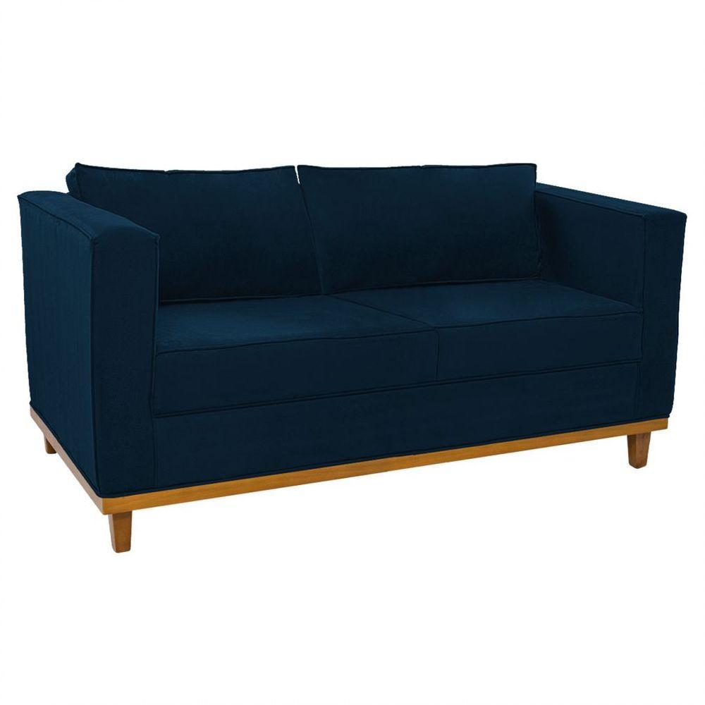 Sofá 2 Lugares Europa Suede Azul Marinho - 1