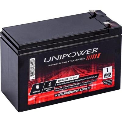 Bateria Estacionária UP1290 Selada 12V 9AH Livre de Manutenção Unipower