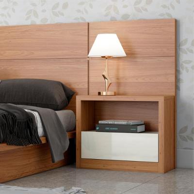 Mesa de Cabeceira TW140 1 Gaveta MDF Outros Freijó-Off White Dalla Costa Móveis