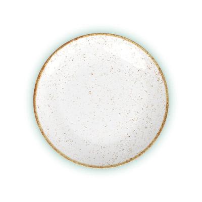 Prato Raso Rústico Tramontina em Porcelana Decorada para Eventos Marrom 28CM