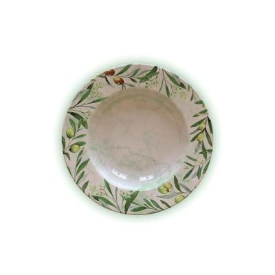 Prato Fundo Oliva HO em Porcelana Decorada para Uso Diário Verde Tramontina