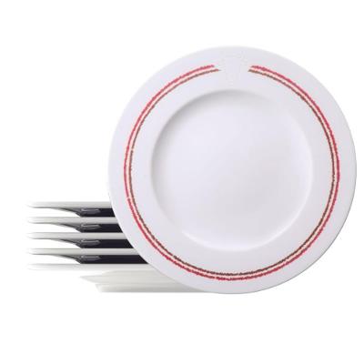 Prato Raso Churrasco Classic 6 Peças Porcelana para Uso Diário Branco Tramontina