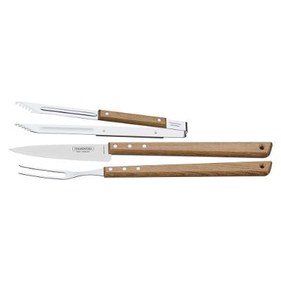 Kit para Churrasco Tramontina 3 Peças Aço Inox e Madeira Amadeirado