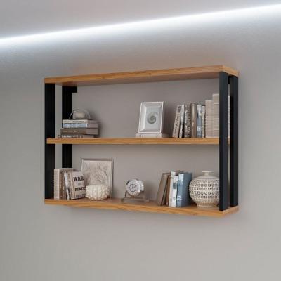 Nicho F26 2 Prateleiras MDF 89.5CM Freijó com Preto Dalla Costa