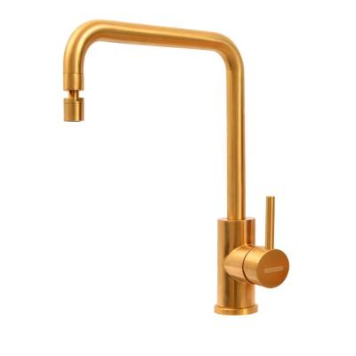 Misturador Monocomando Angolare de Mesa Aço Inoxidável Revestido com Bica Articulada Dourado
