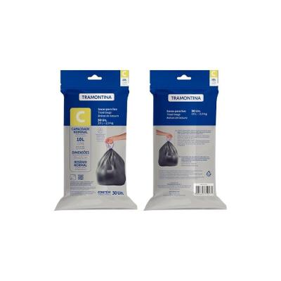 Saco Plástico de Lixo 94531010 Preto 10L Tramontina com Alça para Fechamento Embalagem com 30