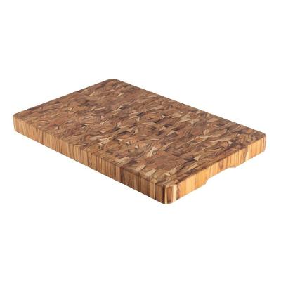 Tábua Churrasco Cubus em Madeira Teca com Empunhadora para Servir Marrom Tramontina 50x38CM