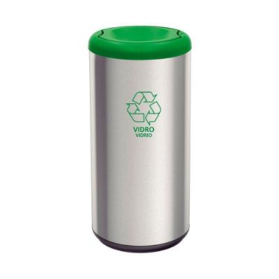 Lixeira Piemonte 40L Aço Inox Basculante com Adesivo Verde Tramontina