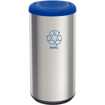 Lixeira Piemonte 40L Aço Inox Basculante Tampa Azul Polipropileno Tramontina 31CM