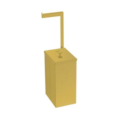 Lixeira Luz Slim 5,5L Aço Inox com Porta Rolo Abertura Manual Dourado Tramontina