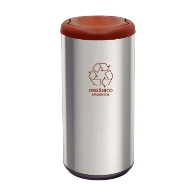 Lixeira Inox Piemonte 40L Aço Inox Tampa Basculante Marrom Tramontina