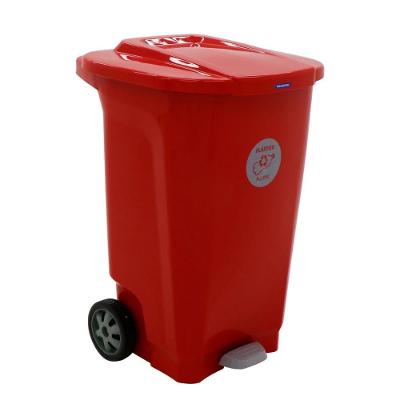 Lixeira T-force 100L Polipropileno com Pedal e Rodas Vermelho Tramontina