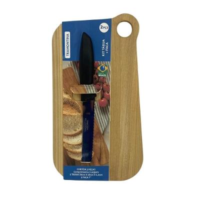 Kit Tábua e Faca para Pão 10239809 Madeira Tauari Acabamento Lixado Multiuso Natural Tramontina 2
