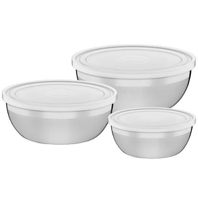 Jogo de Potes Freezinox Armazenar Alimentos Aço Inox Tampa Plástica Organizador para Cozinha Prata