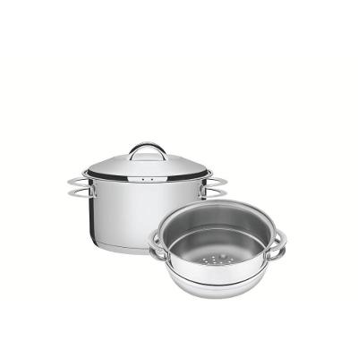 Jogo de Cozi-vapore Solar Cozimento em Aço Inox Fundo Triplo com Saída de Vapor para Fogão Inox