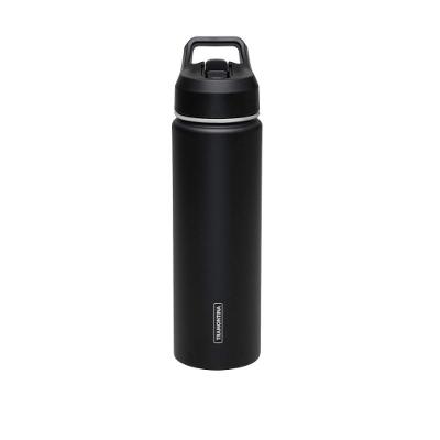 Garrafa Térmica Tramontina 650ml Preta com Canudo Mantém Bebidas Geladas Aço Inox Parede Dupla