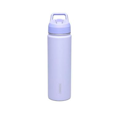 Garrafa Térmica Tramontina 650ml Lilás com Canudo Flexível Aço Inox Parede Dupla Isolada