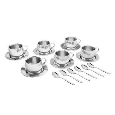 Jogo Aço Inox para Chá e Cappuccino 64430820 com Paredes Duplas 18 Peças Tramontina