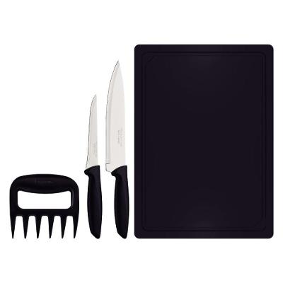Jogo de Facas Plenus para Cortar Aço Inox e Polipropileno Resistente Cozinha Preto Tramontina 4