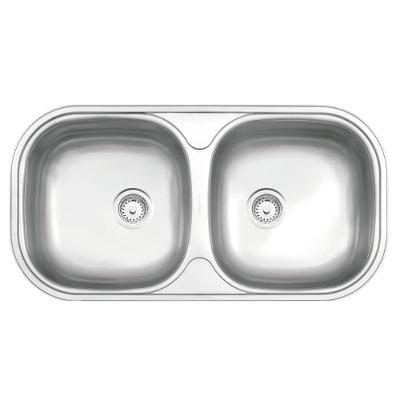 Cuba Tramontina Isis 2c 34 Bs em Aço Inox Acetinado com Instalação Embutida Ou Sobreposta Inox 78CM