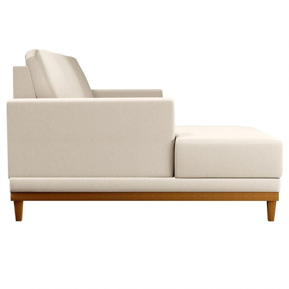 Sofá Kayrós 200cm 3 Lugares Com Chaise Direito D05 Linho Bege - Mpozenato - 2